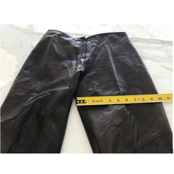 VAUNT BROWN LEATHER ITALIAN BOOTCUT PANTS SIZE US 4 - Picture 13 of 16